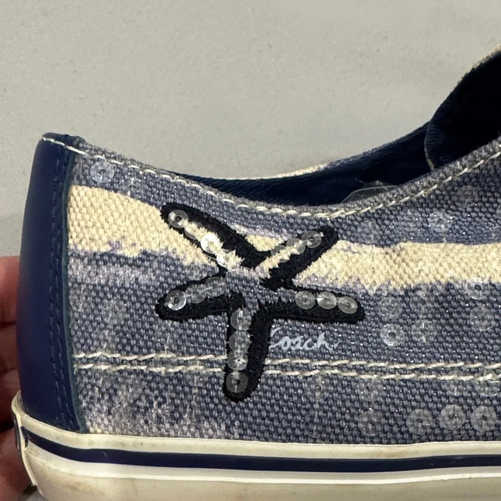 Coach Blue and Cream Slip-On Sneakers - Picture 9 of 10